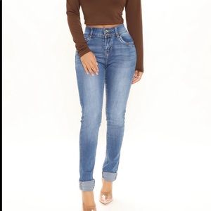 ✨New Fashion Nova Jeans - Tough Love Cuffed Skinny Jeans - Medium Blue Wash